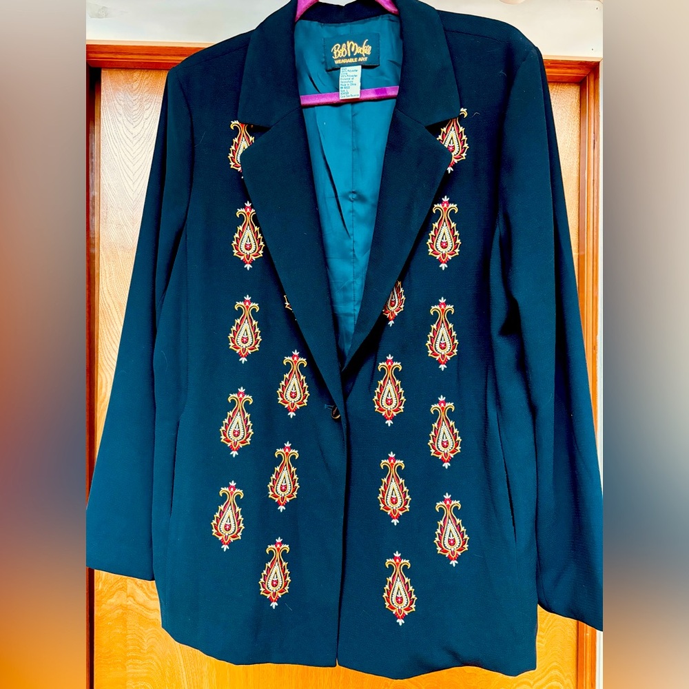 Bob Mackie Wearable Art Blazer Vintage L - image 1